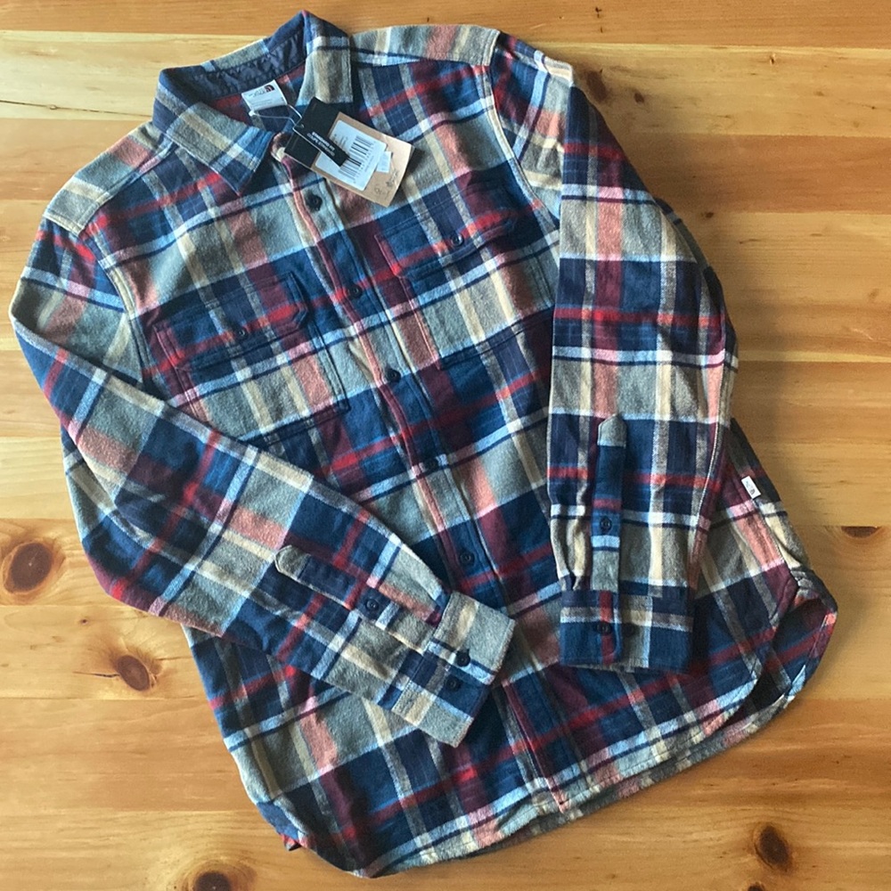 Mens Medium North Face Arroyo Flannel Red/Blue NWT